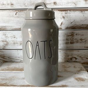 Rae Dunn Gray Ceramic OATS Container/Canister